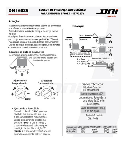 Imagem 7 de 7 de Sensor De Presença Automático Para Embutir Bivolt - 127/220v