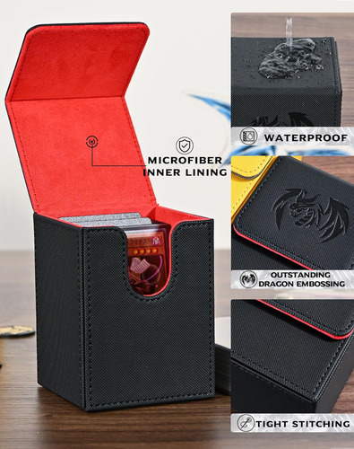 Caja De Almacenamiento De Lujo Para Yugioh, 100+, Negro Y Ro