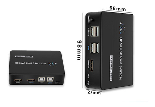 Imagen 7 de 12 de 2x 2 En 1 Salida Hdmi Kvm Switch Box Para Compartir 2 Pc 1