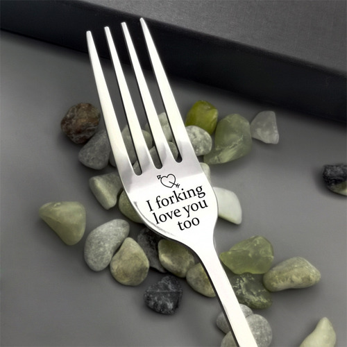 Tenedor Y Cuchara Grabados En Forma De «i Forking Love You»