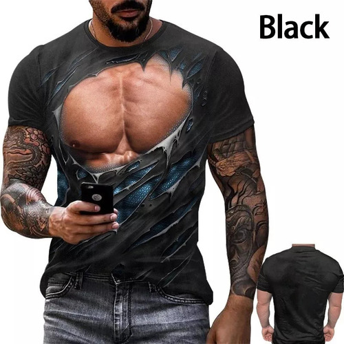 Bake Nueva Camiseta 3d Con Estampado De Músculos Falsos