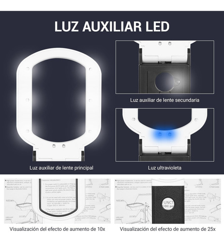 Lupa Com Luz Led 10x E 25x De Aumento Lupa Para Leitura Com