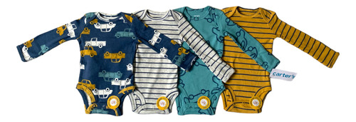 Bodys Mamelucos Carters Manga Larga Niño 24 Meses Pack X4