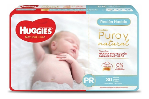 Pañales Huggies Natural Care 30 Piezas Prematuro