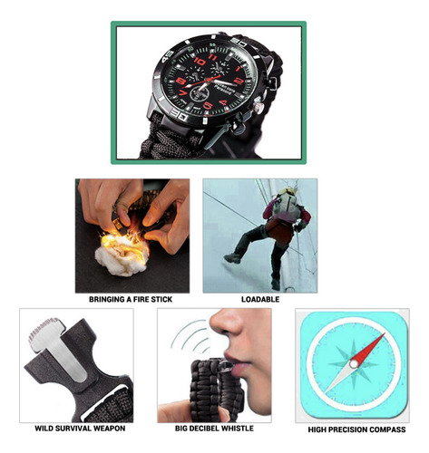 Reloj Tactico Paracord Supervivencia