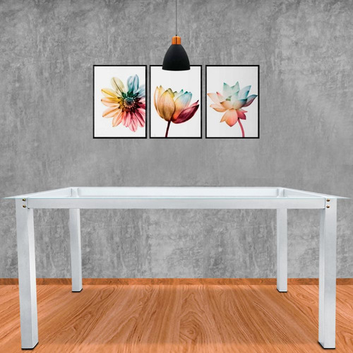 Base Retangular Para Mesa Jantar Vidro Pedra Madeira Até 2mt Cor Branco