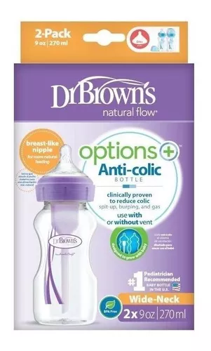 Biberones Dr Brown's Natural Flow 3 Pzas De 80z Cuello Ancho Color  Transparente