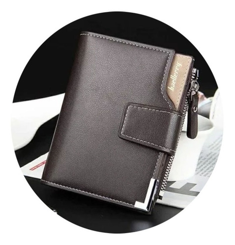 Cartera Calidad Premium Para Hombre Baron Piel Sintetico Color Café/café Diseño De La Tela Liso