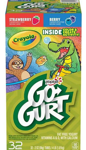 Yoplait Go-gurt Kids Nonfat Yogurt Variety Pack, 2 Oz., 32ct