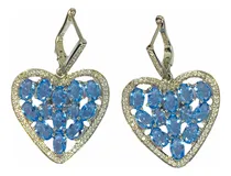 Comprar Aros Corazón Cuarzo Tanzanita Azul Violeta Bañado En Oro Bla