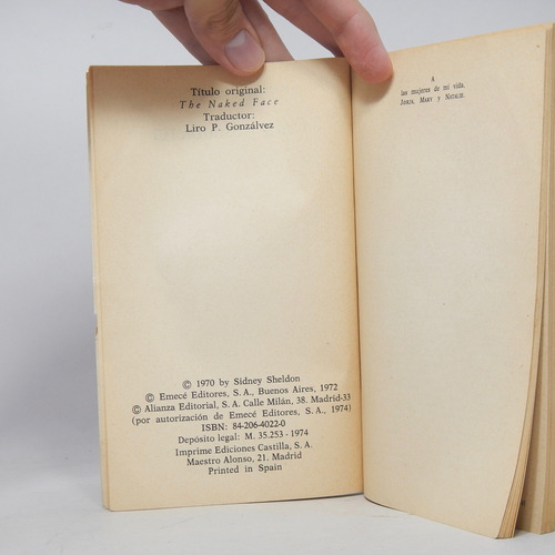 Cara Descubierta Sidney Sheldon Emecé Editores 1974 A2