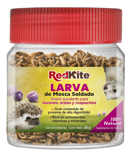 Snack Larva De Mosca Para Mapache Hurón Erizo 30g Redkite