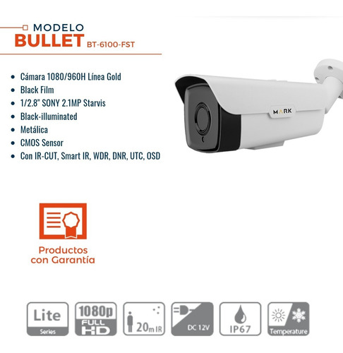 Imagen 3 de 10 de Camara De Seguridad Starlight Mark P/ Dvr Sensor Sony 2mpx