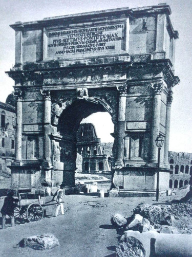 Postal Antigua Blanco Y Negro Roma - Arco De Tito (Usado)