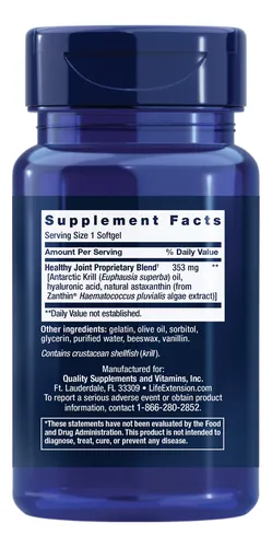 Suplemento Life Extension Krill Healthy Joint Formula
