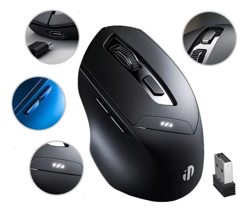 Mouse Inalámbrico Bluetooth Recargable Gamer Ergonomico 2.4g
