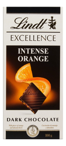 Chocolate Amargo com Pedaços de Laranja e Lascas de Amêndoas Excellence Lindt  sem glúten caixa 100 g