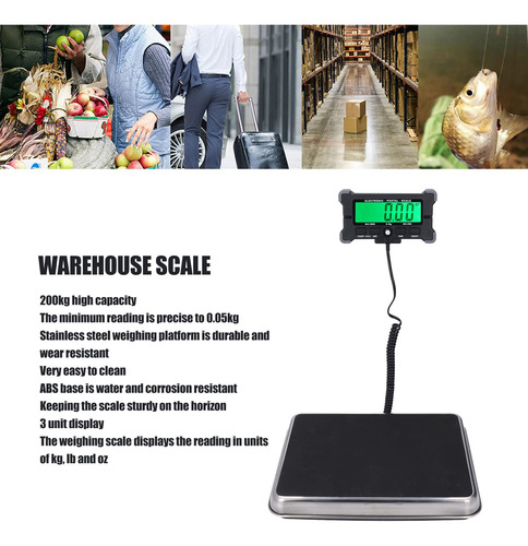 Escala De Envío Digital 200 Kg Precisión 0,05 Kg Acero Inoxi