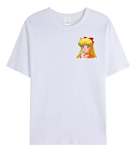 Remera Blanca De Algodón Logo Sailor Moon R87