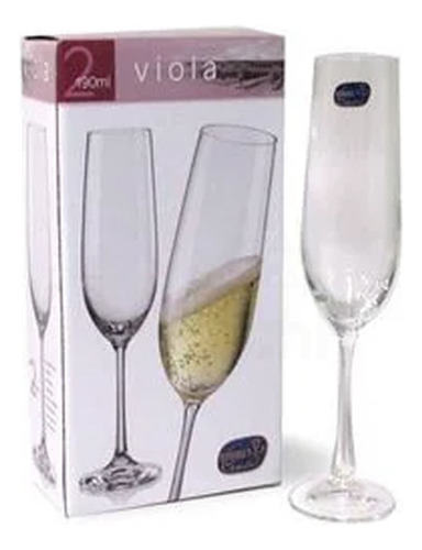 Copa De Cristal Bohemia Viola Flauta Champagne 2x 190ml Color Blanco