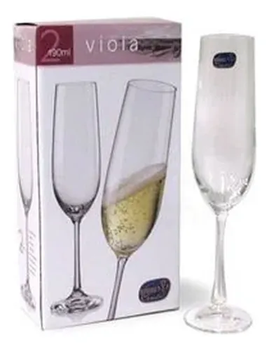 Copa De Cristal Bohemia Viola Flauta Champagne 2x 190ml Color Blanco