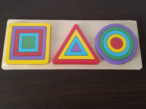 Juego Didáctico Figuras Geométricas Colores Madera Bloques