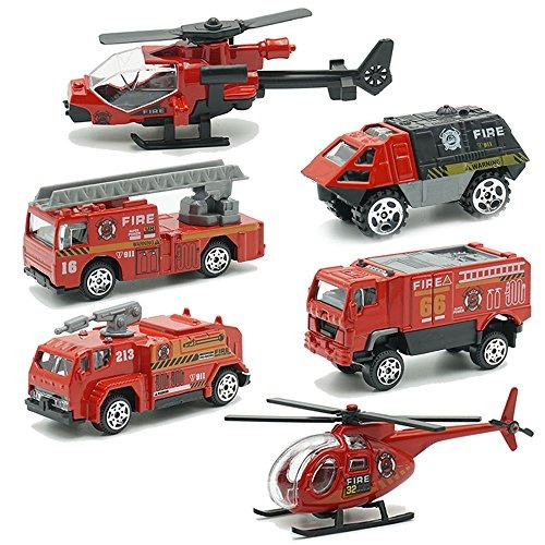 Jqgt Fire Engine Toy Rescue Playset Emergency Vehicle 6 Pcs 