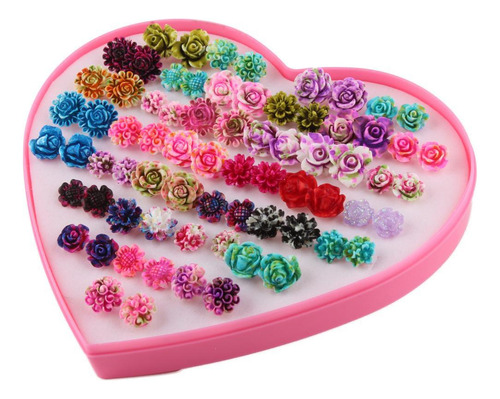 2x36 Pares Lindos Pendientes De Botón De Esmalte De Flor De