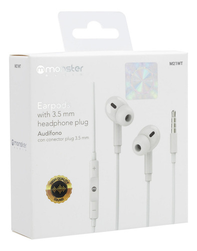 M21wt Audif. Monster Alambrico M/libres 3.5mm Blanco