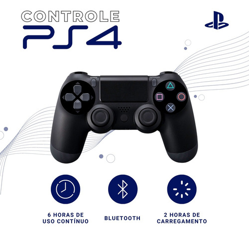 Controle Doubleshock 4 Sem Fio Compativel Com PS4 Pc Genérica Doubleshock 4 2023 Cor Preto