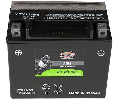 Interstate Batteries Cytx12-bs Cycle-tron Powersports Bater.