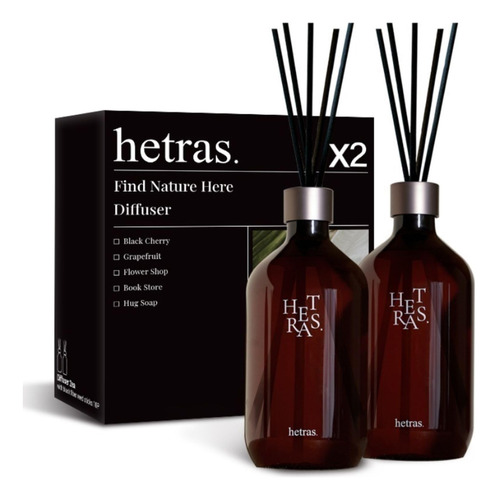 Hetras. Difusor De Varillas De Alta Calidad: Juego De 2 Uni.