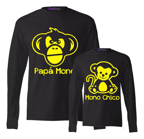 Pack Polera Ml Papá Mono Mono Y Chico Papá E Hijos Grafimax