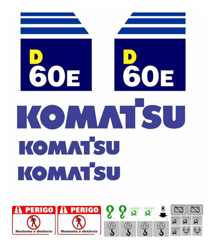 Kit Adesivos Compatível Trator Esteira Komatsu D 60e D60e Cor TRATOR ESTEIRA KOMATSU D60E