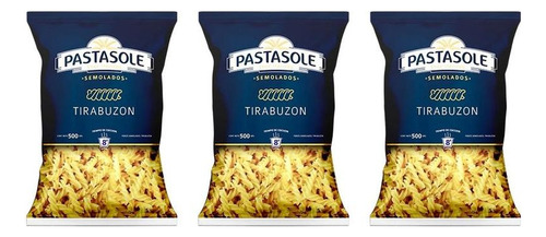 Pack X3u Fideos Tirabuzon Pastasole 500grs