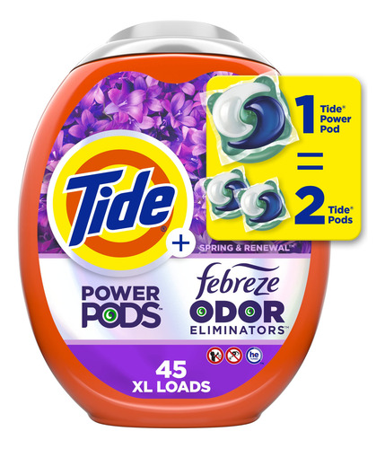 Pacotes De Detergente Para Roupa Tide Power Pods 45 Unidades