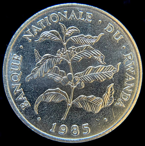 Ruanda, 10 Francs, 1985. Sin Circular