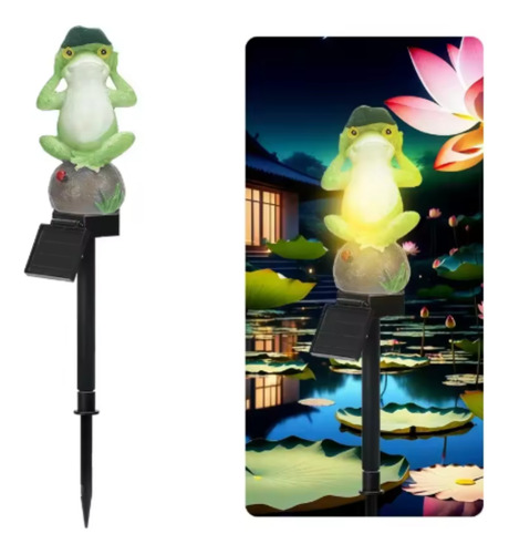 Lámpara Recargable Solar Diseño Animales Con Estaca Jardin Sapo