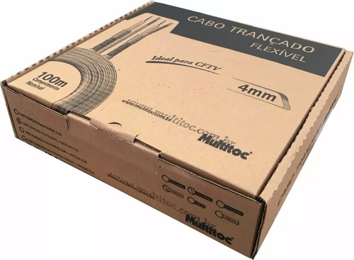 Alta Qualidade Cabo Coaxial 4mm Cftv Bipolar 80% Malha 100mt