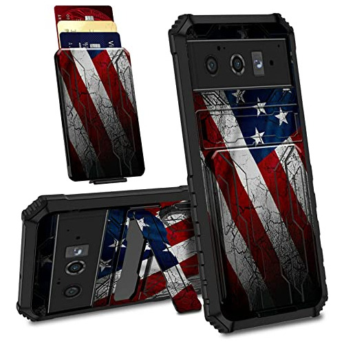 Funda Para Google Pixel 6 Pro Vintage American Flag Hybri-02