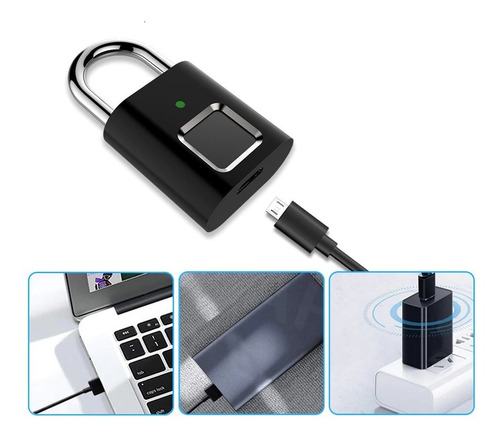 Imagem 5 de 10 de Cadeado Inteligente De Impressão Digital Biométrica S/chaves