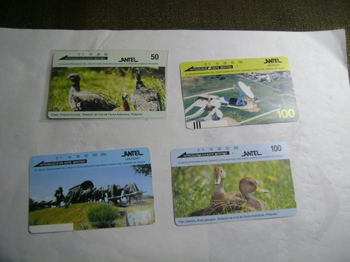 4 Tarjetas Telefonicas Magneticas De Uruguay Antiguas Xi-161