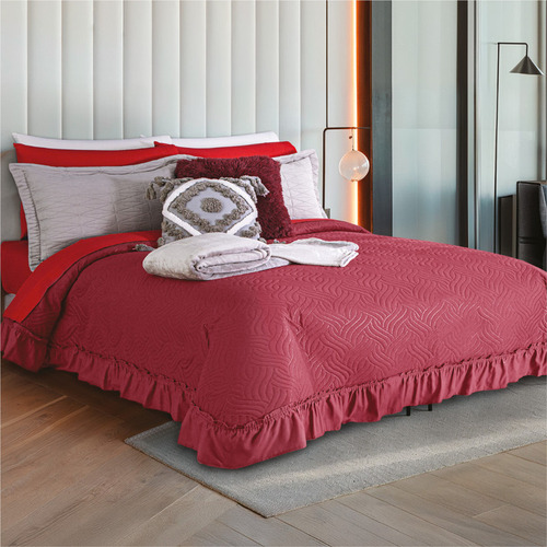 Colcha Neo C/holán Poliéster Mat/queen Size Concord Color Vino Liso
