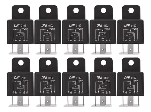 Relê Auxiliar Universal 12v 40a 4 Pinos Dni102 - 10 Unidades