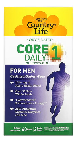 Country Life Core Daily 1 Multivitaminco Hombres 60 Tabs Sabor Sin Sabor