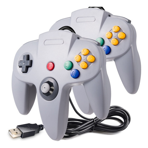 2 Pack Classic N64 Controller Wired Usb Pc Game Pad Bit