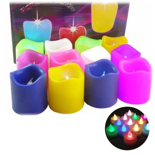 12 Velas Led Efecto Real Titila Baterías Incluidas Eventos