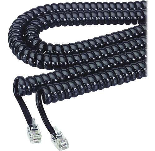 Cable Espiralado Rj9 4p4c 30cm A 2 Metros Negro Pack X10