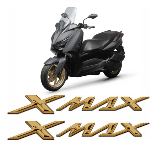 Par Adesivo Emblema Scooter Yamaha Xmax 2020 2021 Preta