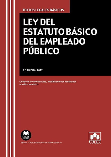 Ley Del Estatuto Basico Del Empleado Publico 2ãâªed 2022, De Aa.vv. Editorial Colex, Tapa Blanda En Español